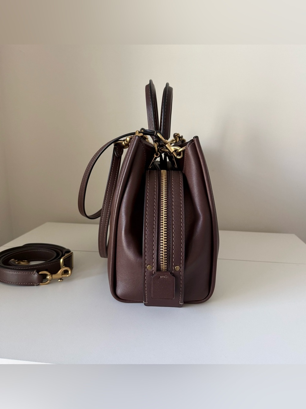 Coach Rogue 31 Leather Satchel in Maple - Picture 3 of 9
